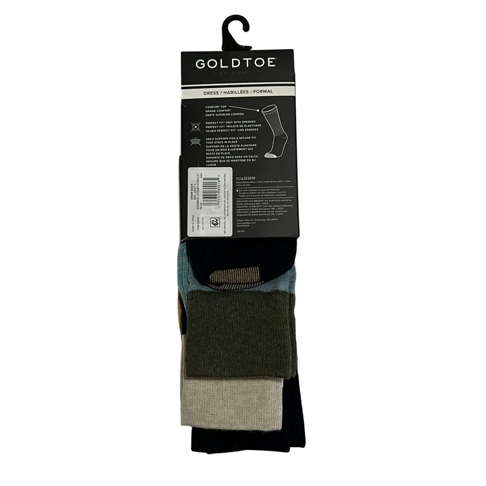 Goldtoe Edition‎ Mens Crew Dress Socks 3 Pair Pack Colorblock NEW